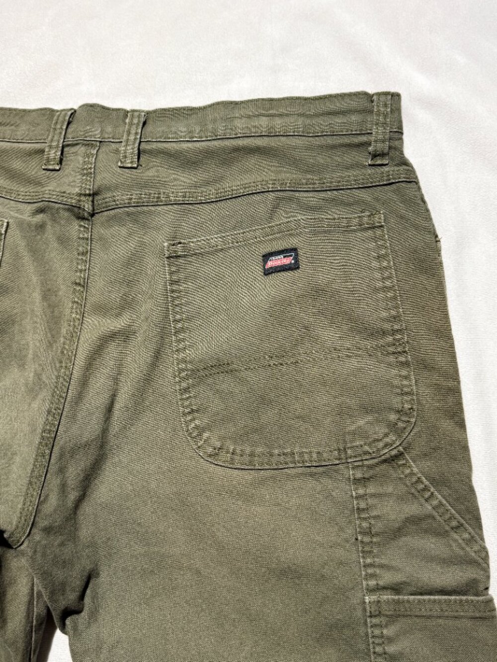 Dickies Mens Carpenter Pants 36/30 Green Cotton Canvas Workwear Relaxed Fit